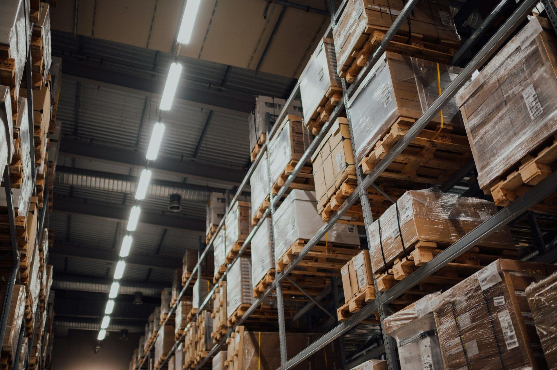 Warehouse shelves of inventory awaiting a count