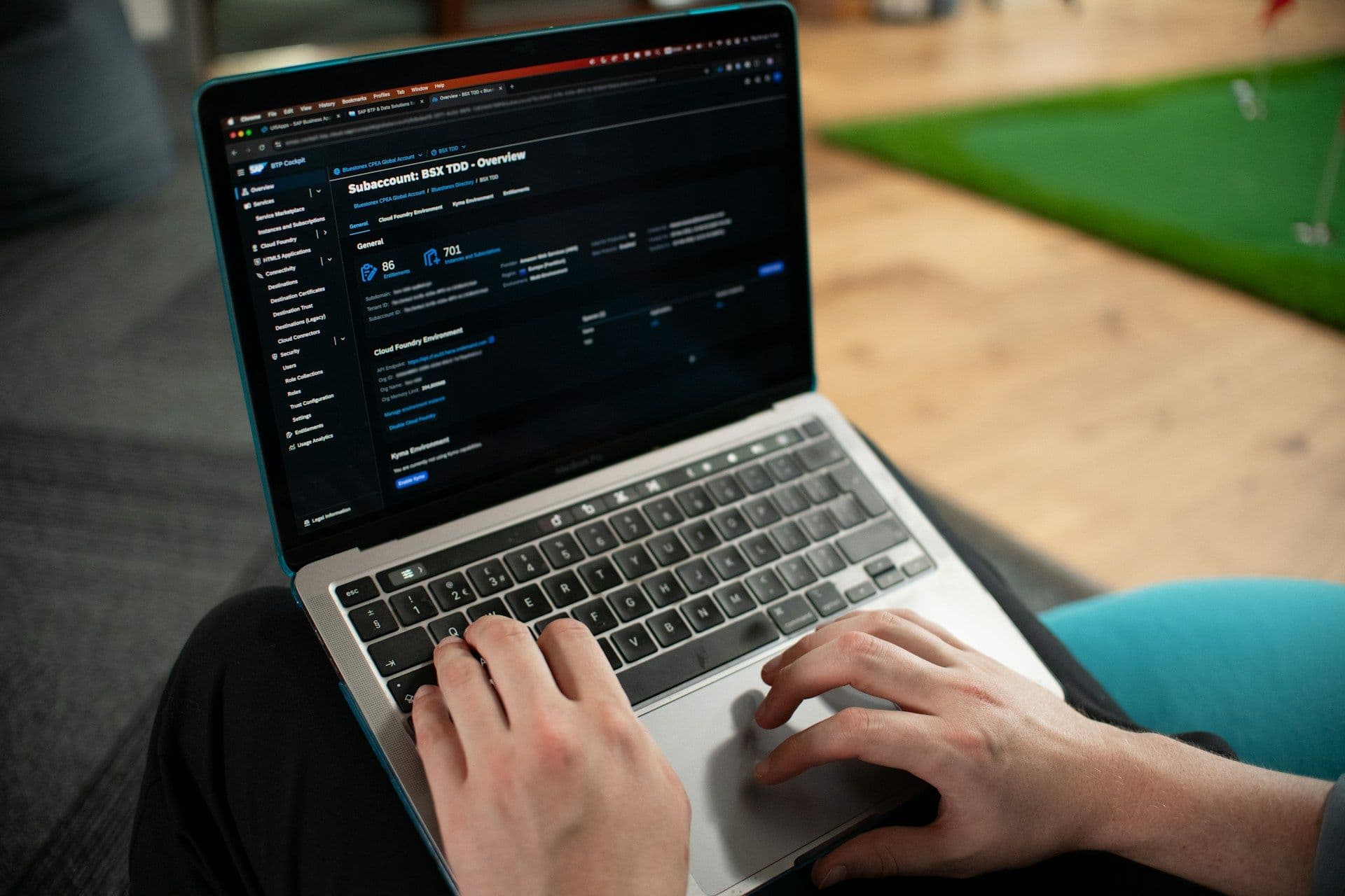 Laptop displaying software dashboard